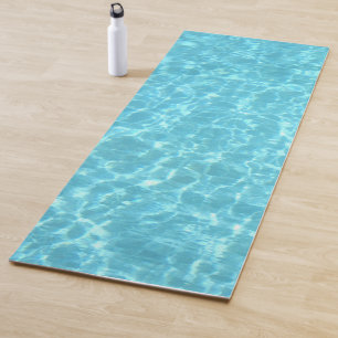 Tapete De Yoga Piscina Nadadora Água Mar Azul Modelo Azul