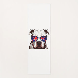 Tapete De Yoga Pitbull Vestindo os óculos de sol da Union Jack