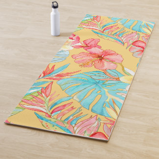 Tapete De Yoga PixDezines Vintage Pastel H2 Havaí Folhagem Floral