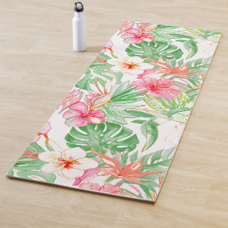 Tapete De Yoga PixDezines Vintage Pastel H2 Havaí Folhagem Floral