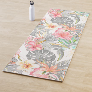 Tapete De Yoga PixDezines Vintage Pastel H2 Havaí Folhagem Floral