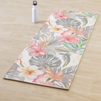 Tapete De Yoga PixDezines Vintage Pastel H2 Havaí Folhagem Floral