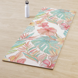 Tapete De Yoga PixDezines Vintage Pastel H2 Havaí Folhagem Floral