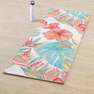 Tapete De Yoga PixDezines Vintage Pastel H2 Havaí Folhagem Floral