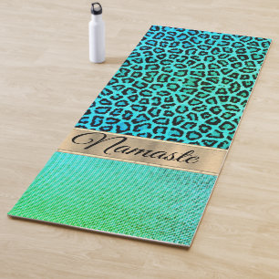 Tapete De Yoga Pixel Neon Green Leopard Personalizado