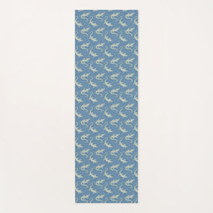 Tapete De Yoga Playful Green Alligator Paisley em azul