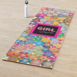 Tapete De Yoga Poder da Menina | Girassas rosadas Lindas
