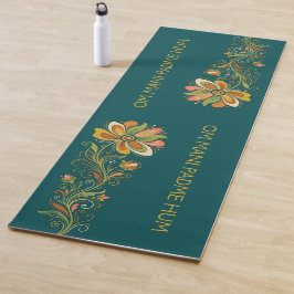 Tapete De Yoga Poder Floral Retro Gavinhas Borda 1 + seu texto