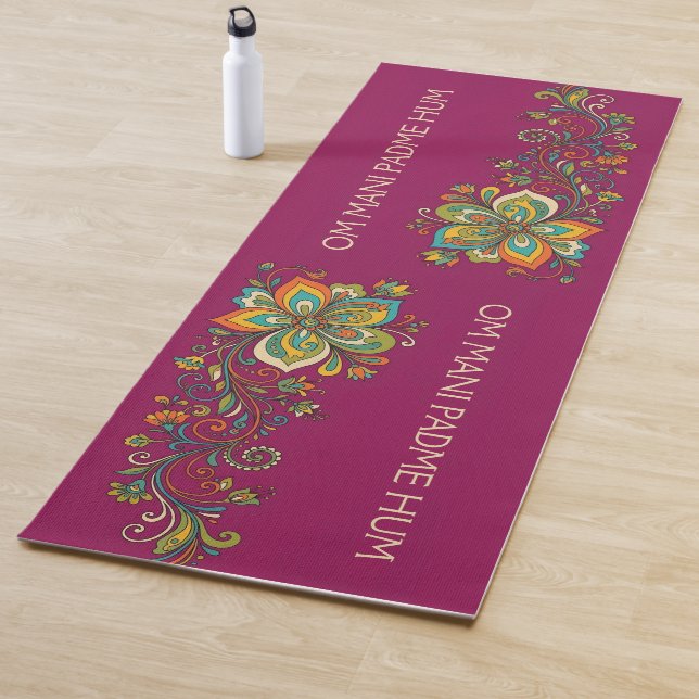 Tapete De Yoga Poder Floral Retro Gavinhas Borda 2 + seu texto (In Situ)