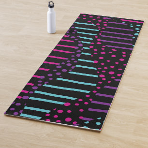 Tapete De Yoga Pontos e tiras 2 - Rosa, Roxo, Azul e Preto
