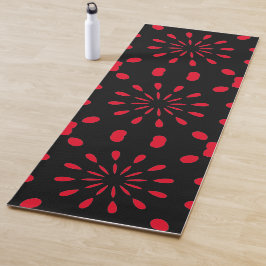 Tapete De Yoga Pontos em preto com vermelho e verde