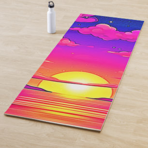 Tapete De Yoga Pôr do sol rosa e roxo