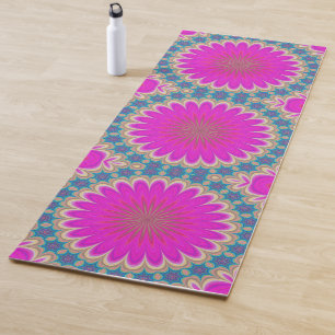 Tapete De Yoga Potência Flor Psicodélica de Mandala Floral Retro