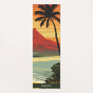 Tapete De Yoga Praia Tropical do Havaí e palmeira Yoga Mat