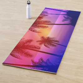 Tapete De Yoga Praia Tropical Roxa no Sunset