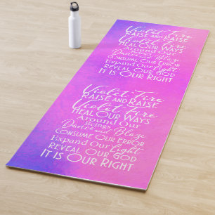 Tapete De Yoga Prece Inspiradora de Fogo Violeta-Rosa-lavanda