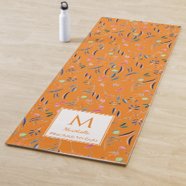 Tapete De Yoga Precioso Personalizado2GOD Monograma Floral Laranj