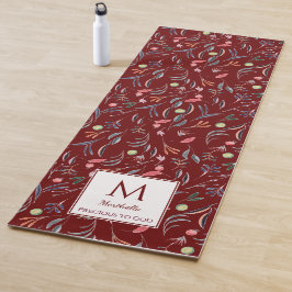 Tapete De Yoga Precioso Personalizado2GOD Monograma Floral Vermel