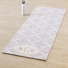Tapete De Yoga Preppy Azul Francês Branco Amarelo Treliça Branco