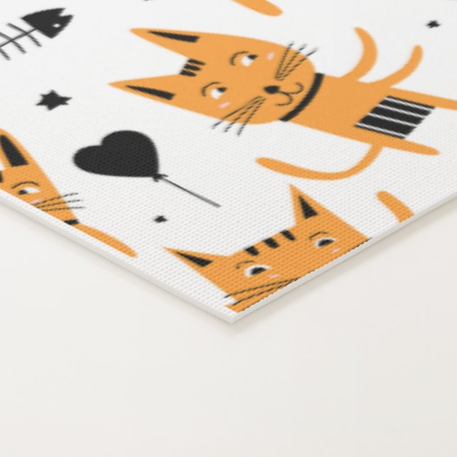 Tapete De Yoga Presente de Gato | Padrões para gatos brancos (Detalhe)