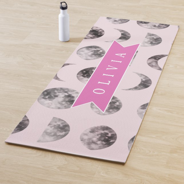Tapete De Yoga Presente Personalizado com Nome e Fases da Lua Ros (In Situ)