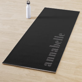 Tapete De Yoga Preto Clássico Moderno Mínimo Personalizado