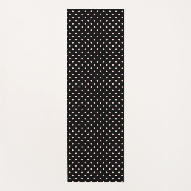 Tapete De Yoga Preto com Bolinhas Rosa (Frente)