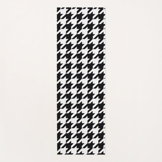 Tapete De Yoga Pretty Black White Houndstooth (Frente)