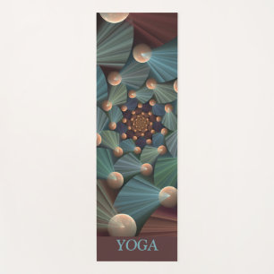 Tapete De Yoga Profundidade de Arte Fractal Abstrato - Texto Azul