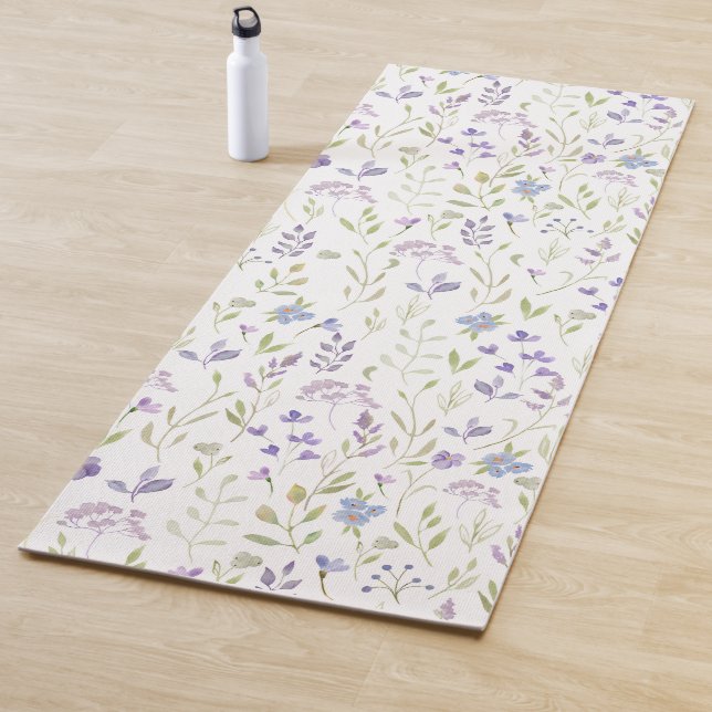 Tapete De Yoga Purple Wildflower Watercolor Yoga Mat (In Situ)