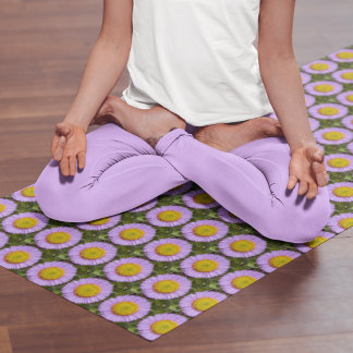 Tapete De Yoga Púrpura Fleabane Daisy Padrão Floral