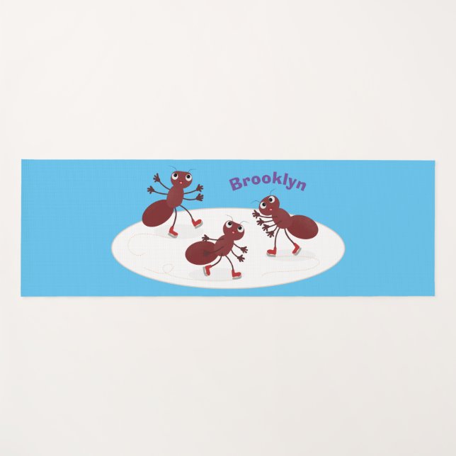 Tapete De Yoga Quadrinhos de gelo de formigas vermelhas felizes (Frente (Horizontal))