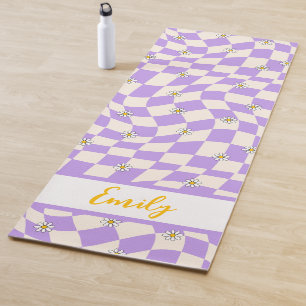 Tapete De Yoga Quadro de controlo do Groovy Daisy Floral, Y2K 90s