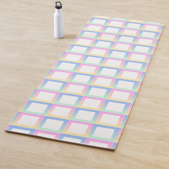 Tapete De Yoga Quadros de Padrões de Gradiente Simétricos Brancos (In Situ)