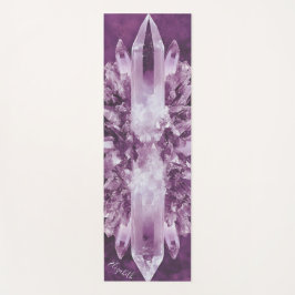 Tapete De Yoga Quartz Crystal Cluster com fundo roxo