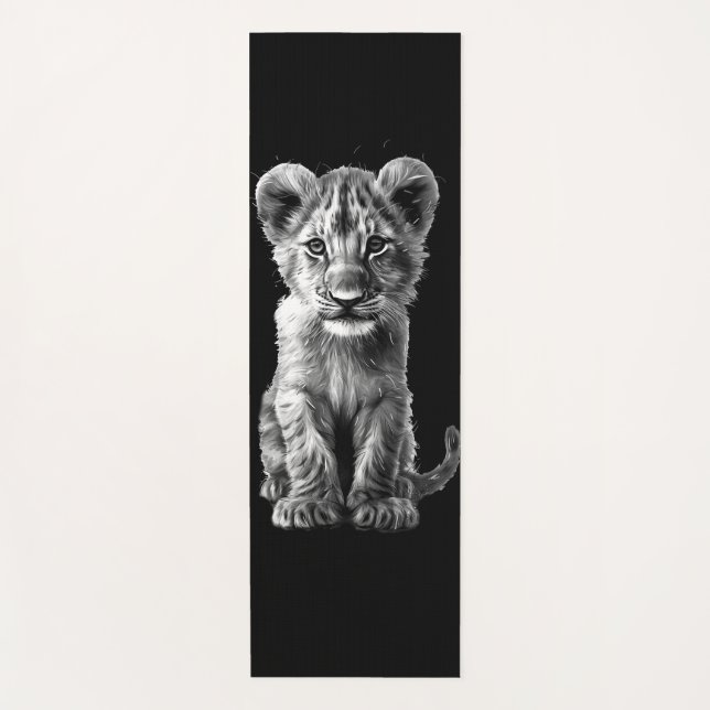 Tapete De Yoga Querida, Big Cat Cub Preto (Frente)