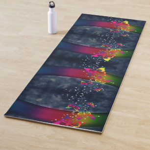 Tapete De Yoga Rainbots e Borboletas