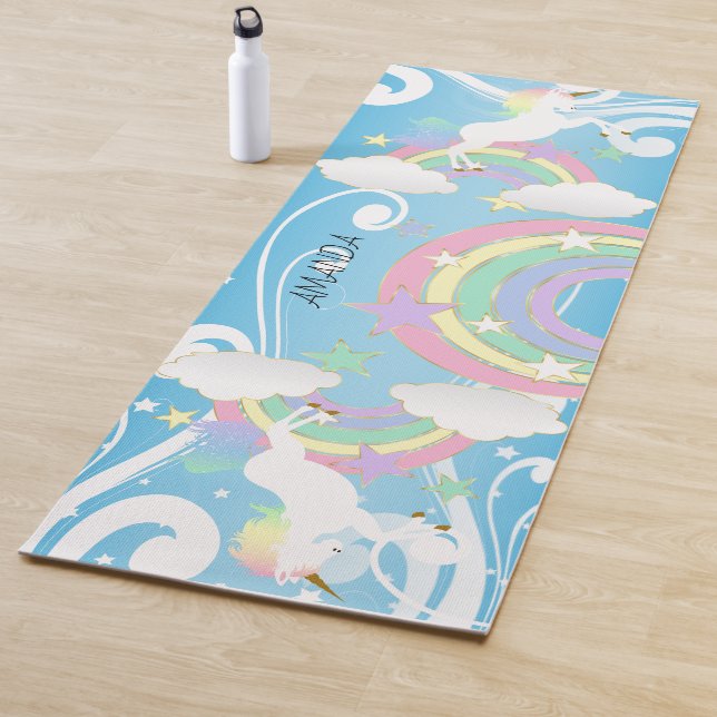 Tapete De Yoga Rainbow Blue Unicorn Yoga Mat (In Situ)