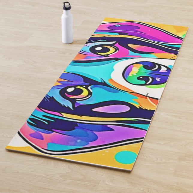 Tapete De Yoga Rainbow Dog Portrait Design (In Situ)