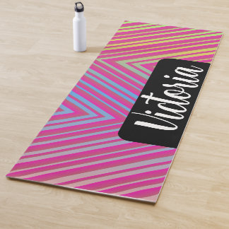 Tapete De Yoga Rainbow Stripes Ombré Name Yoga Mat