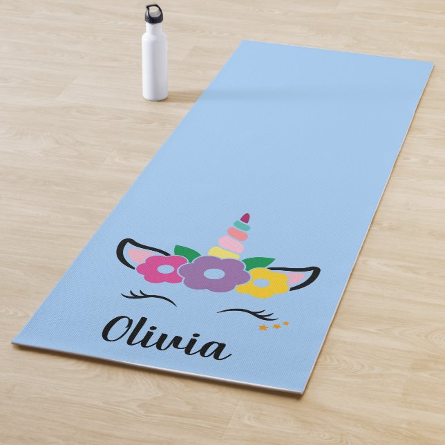 Tapete De Yoga Rainbow Unicorn Light Blue Personalizado Yoga Mat (In Situ)