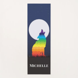 Tapete De Yoga Rainbow Wolf e Moon Personalizados Yoga Mat
