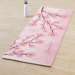 Tapete De Yoga Ramos de Árvore de Flor de Cerejeira Rosa Sakura