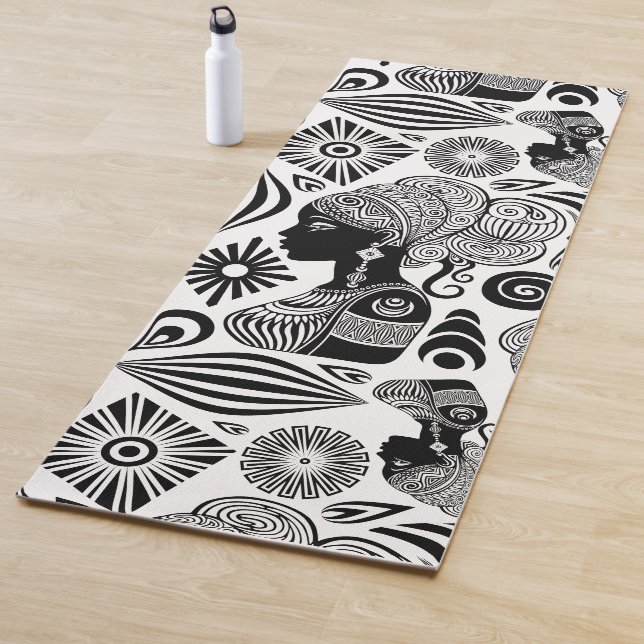 Tapete De Yoga Rapariga africana Retrato Tribal Tatuagem (In Situ)