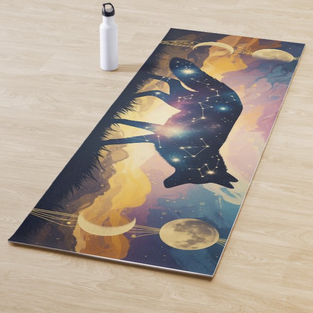 Tapete De Yoga Raposa Mágica Sob as Estrelas Yoga Mats (In Situ)