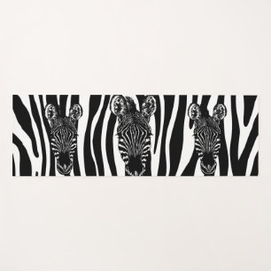 Tapete De Yoga Rebanho de Zebras da Moda em Preto Sólido no Verso