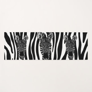 Tapete De Yoga Rebanho de Zebras da Moda em Preto Sólido no Verso