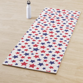 Tapete De Yoga Red and Blue Stars, 4th of July, White Background
