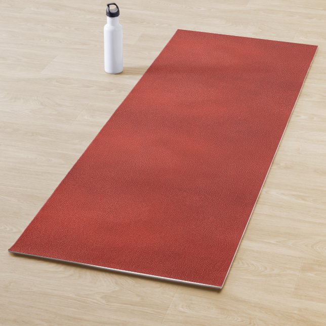 Tapete De Yoga Red Brown Faux Leather parece Modelo (In Situ)