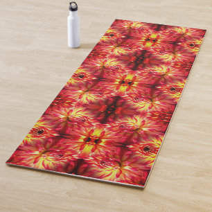 Tapete De Yoga Red Dahlia Flower Abstrato Nature